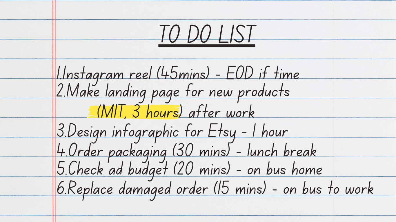 The to do list of a side hustler